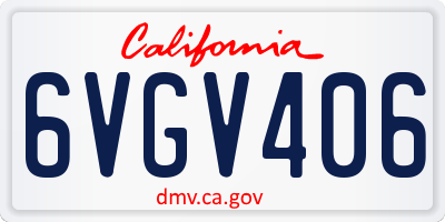 CA license plate 6VGV406
