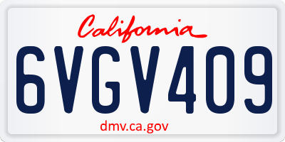 CA license plate 6VGV409