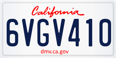 CA license plate 6VGV410
