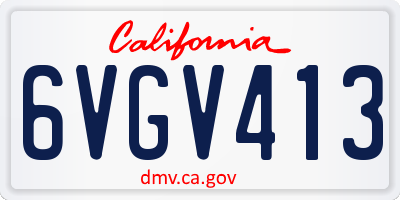 CA license plate 6VGV413