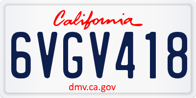 CA license plate 6VGV418