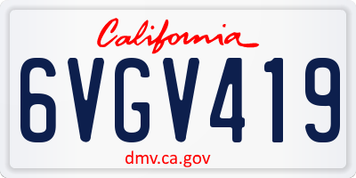 CA license plate 6VGV419