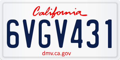 CA license plate 6VGV431