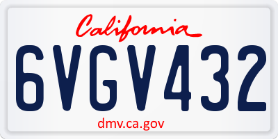 CA license plate 6VGV432