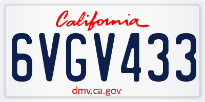 CA license plate 6VGV433