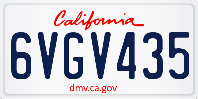 CA license plate 6VGV435