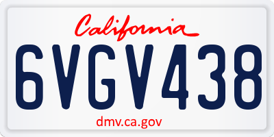 CA license plate 6VGV438