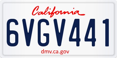 CA license plate 6VGV441