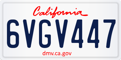 CA license plate 6VGV447