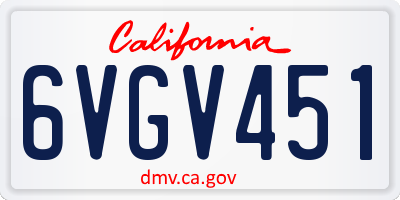 CA license plate 6VGV451