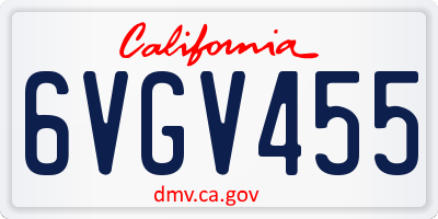 CA license plate 6VGV455
