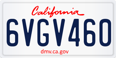 CA license plate 6VGV460