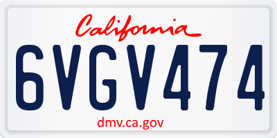 CA license plate 6VGV474