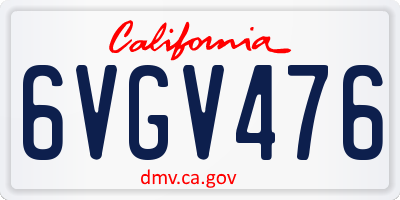 CA license plate 6VGV476