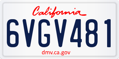 CA license plate 6VGV481