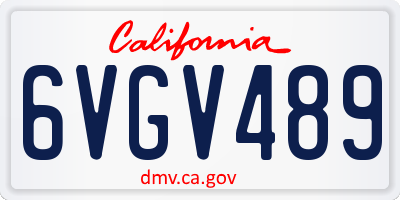 CA license plate 6VGV489