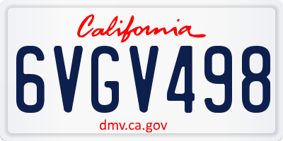 CA license plate 6VGV498