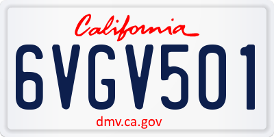 CA license plate 6VGV501
