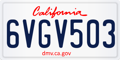 CA license plate 6VGV503