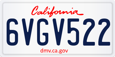 CA license plate 6VGV522