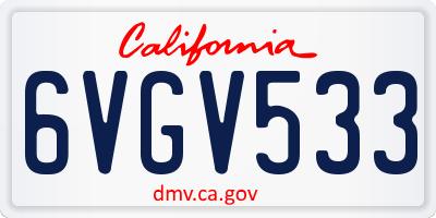 CA license plate 6VGV533