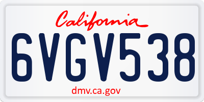 CA license plate 6VGV538