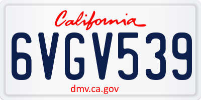 CA license plate 6VGV539