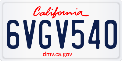 CA license plate 6VGV540