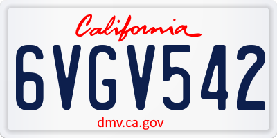 CA license plate 6VGV542