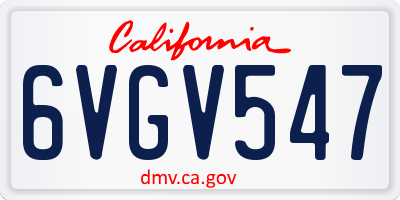 CA license plate 6VGV547