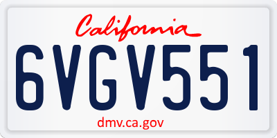 CA license plate 6VGV551