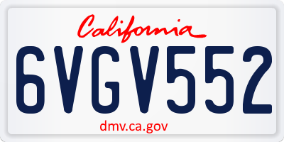 CA license plate 6VGV552