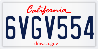 CA license plate 6VGV554