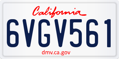 CA license plate 6VGV561