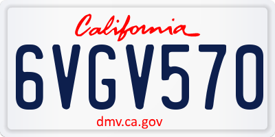 CA license plate 6VGV570