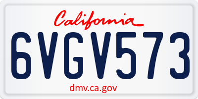 CA license plate 6VGV573