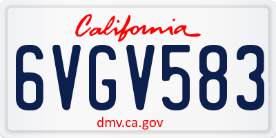 CA license plate 6VGV583