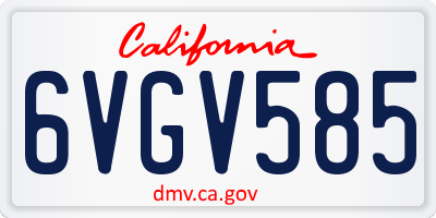CA license plate 6VGV585