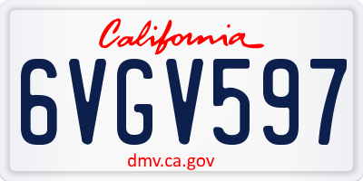 CA license plate 6VGV597