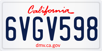 CA license plate 6VGV598