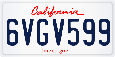 CA license plate 6VGV599
