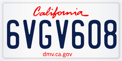 CA license plate 6VGV608