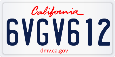 CA license plate 6VGV612