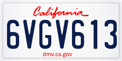 CA license plate 6VGV613