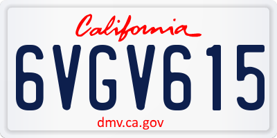 CA license plate 6VGV615