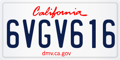 CA license plate 6VGV616