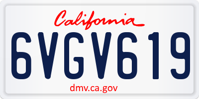 CA license plate 6VGV619