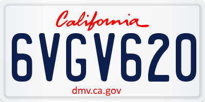 CA license plate 6VGV620