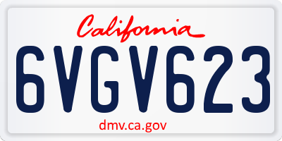 CA license plate 6VGV623