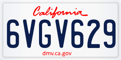 CA license plate 6VGV629